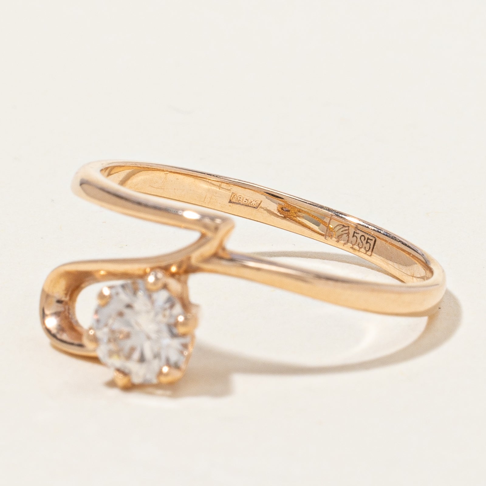 Bypass Solitaire Diamond Rose Gold Ring | 0.47 ct, SZ 7 |