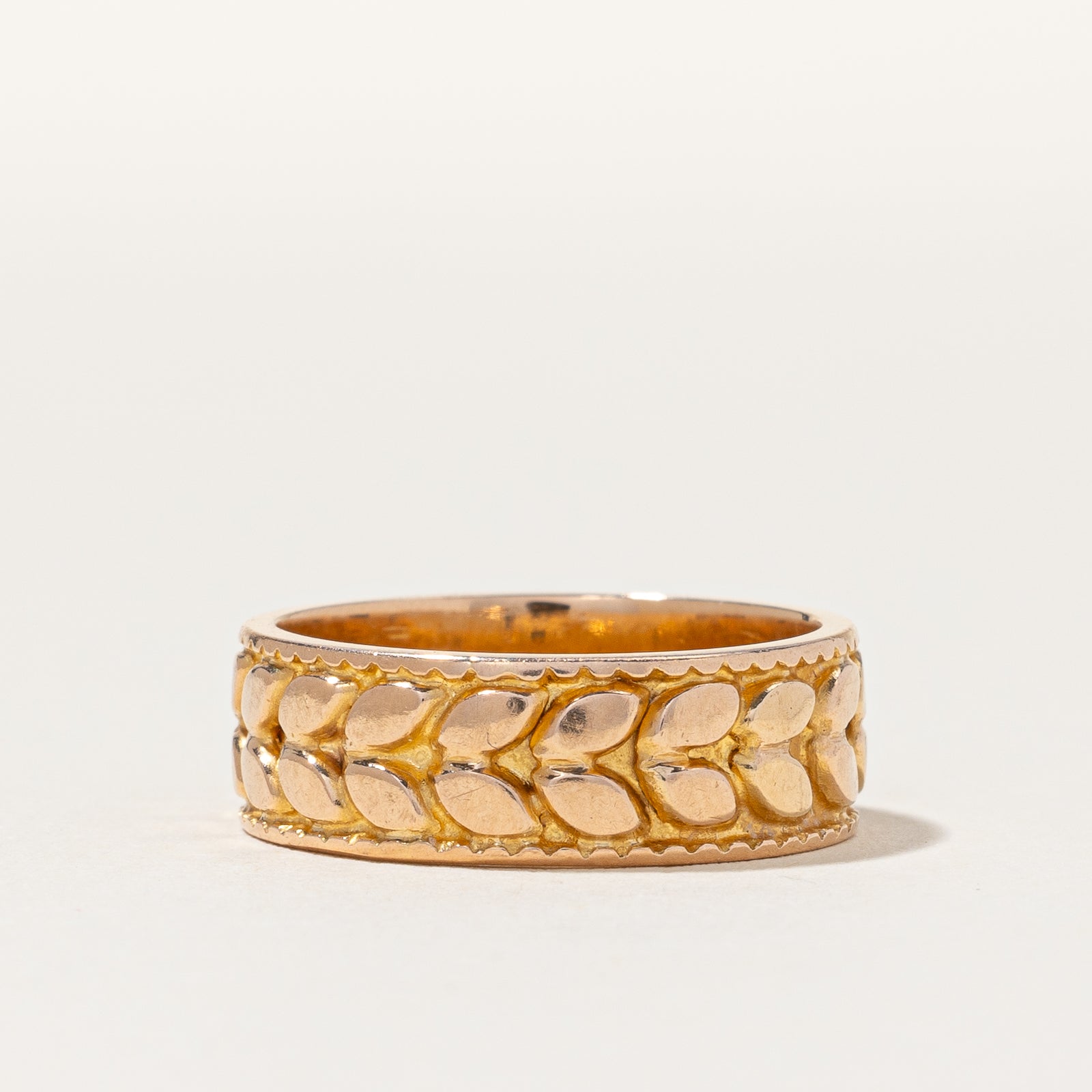 Yellow Gold Leaf Patterned Band | SZ 6 |