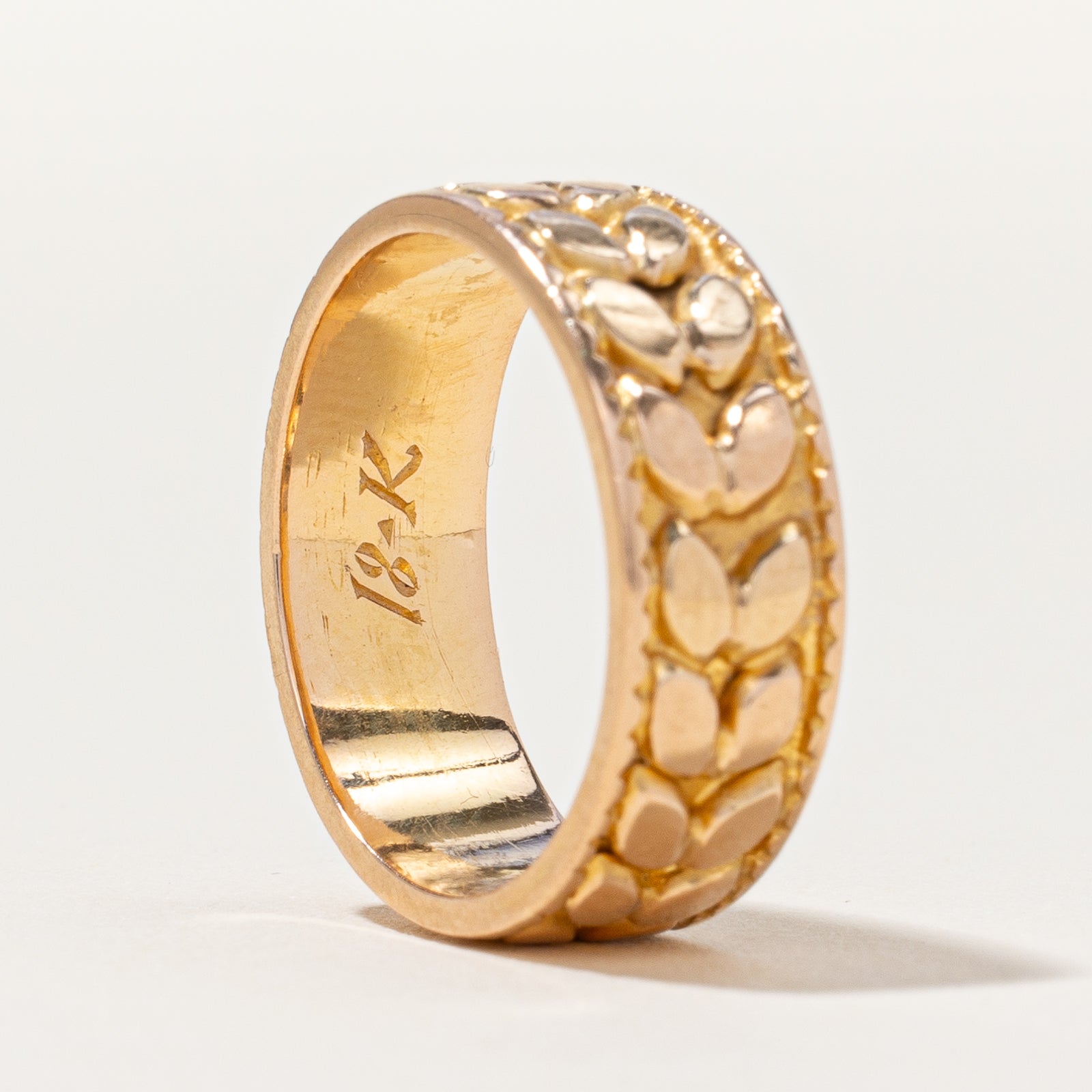 Yellow Gold Leaf Patterned Band | SZ 6 |