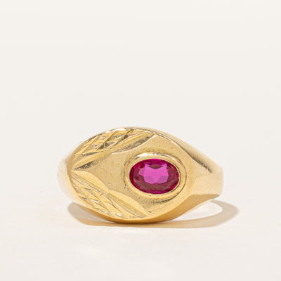 Vintage Synthetic Ruby Signet Ring | 0.75ct | SZ 9.5 |