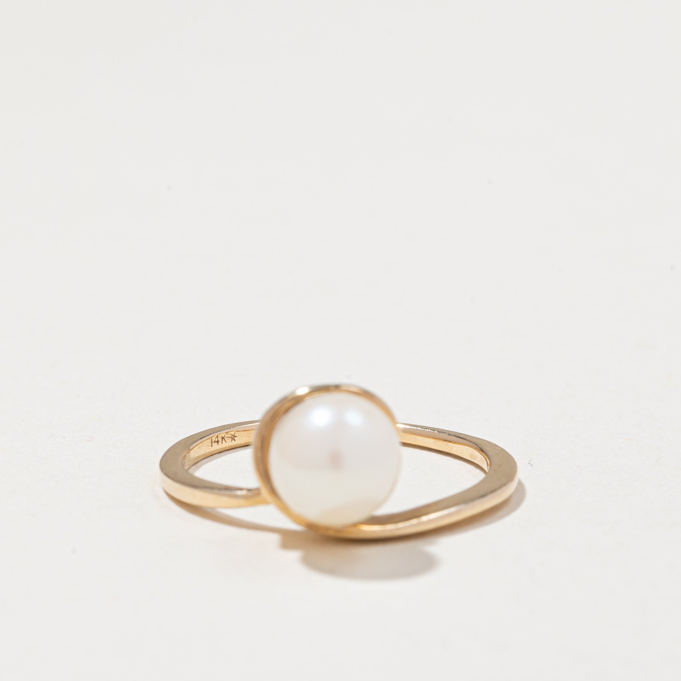 14k Yellow Gold Pearl Ring | 6.45-6.50mm | SZ 4.75