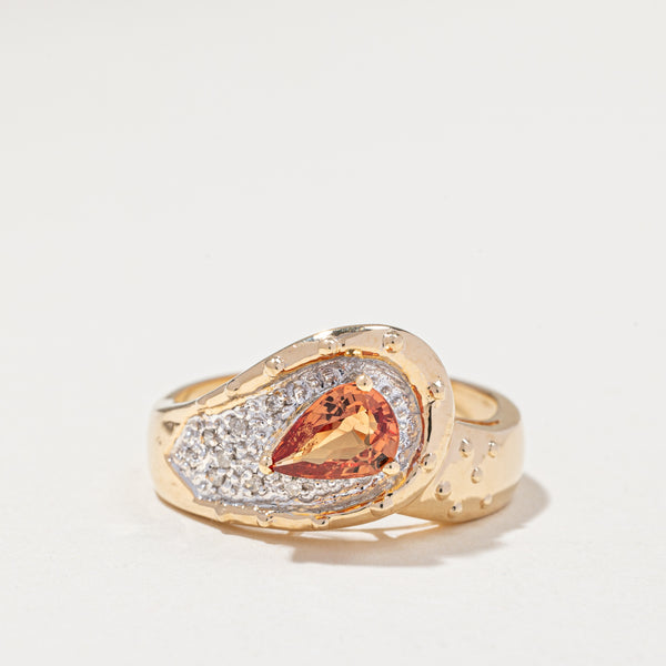 14k Yellow Gold Orange Sapphire and Diamond Ring | 0.95ct, 0.04ctw | SZ 9.5