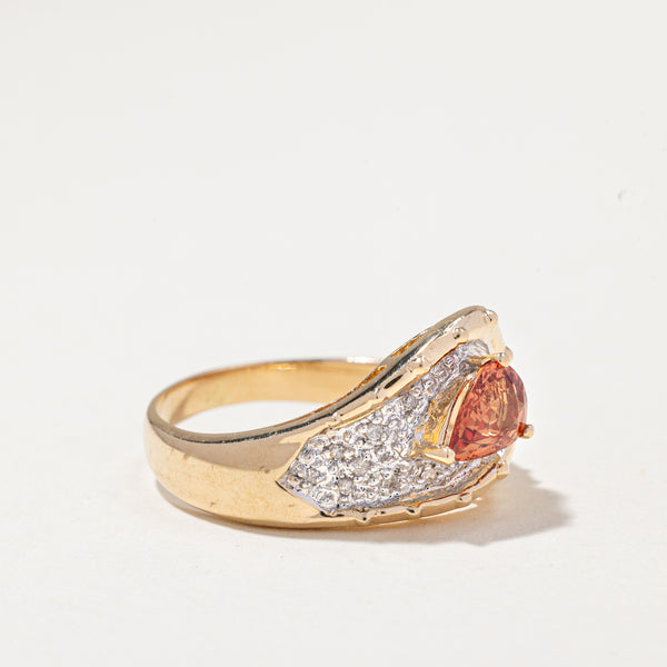 14k Yellow Gold Orange Sapphire and Diamond Ring | 0.95ct, 0.04ctw | SZ 9.5