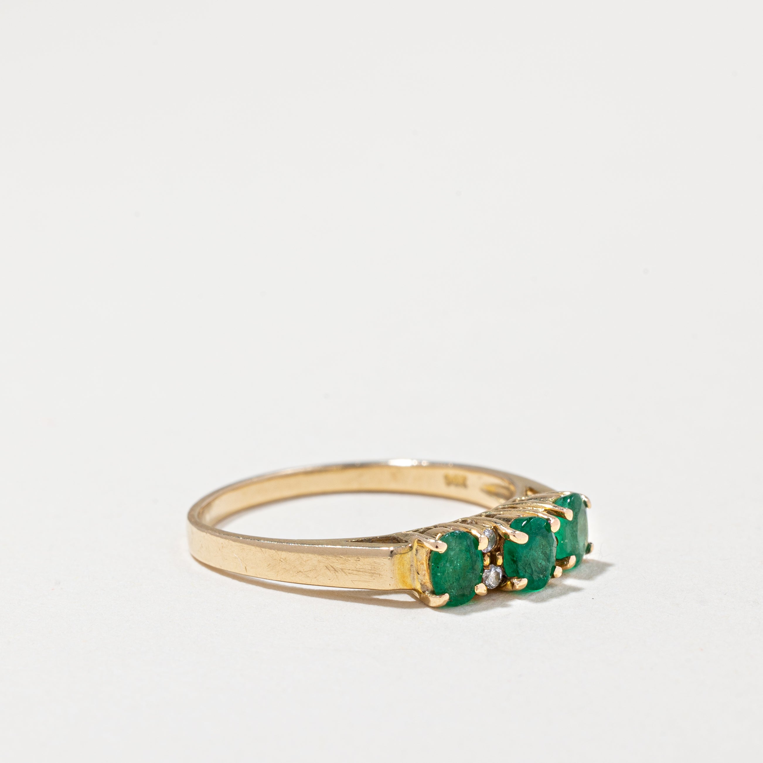 14k Yellow Gold Emerald and Diamond Ring | 0.39ctw,  0.04ctw | SZ 6