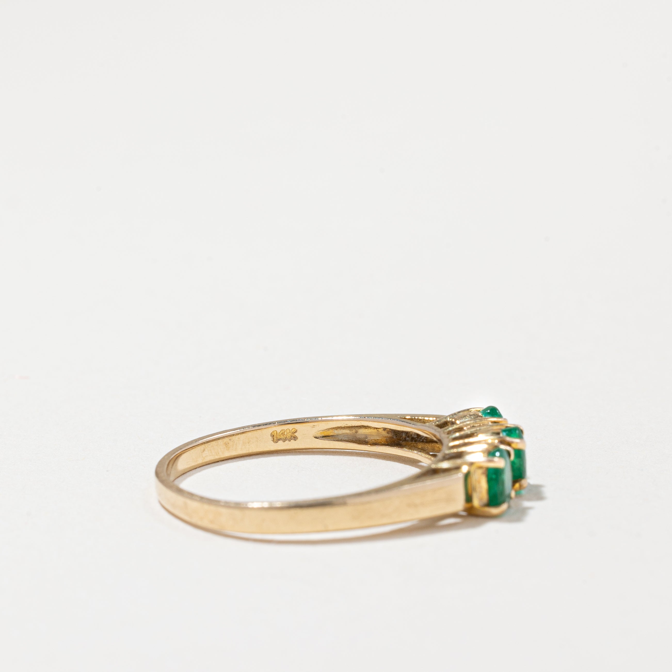 14k Yellow Gold Emerald and Diamond Ring | 0.39ctw,  0.04ctw | SZ 6