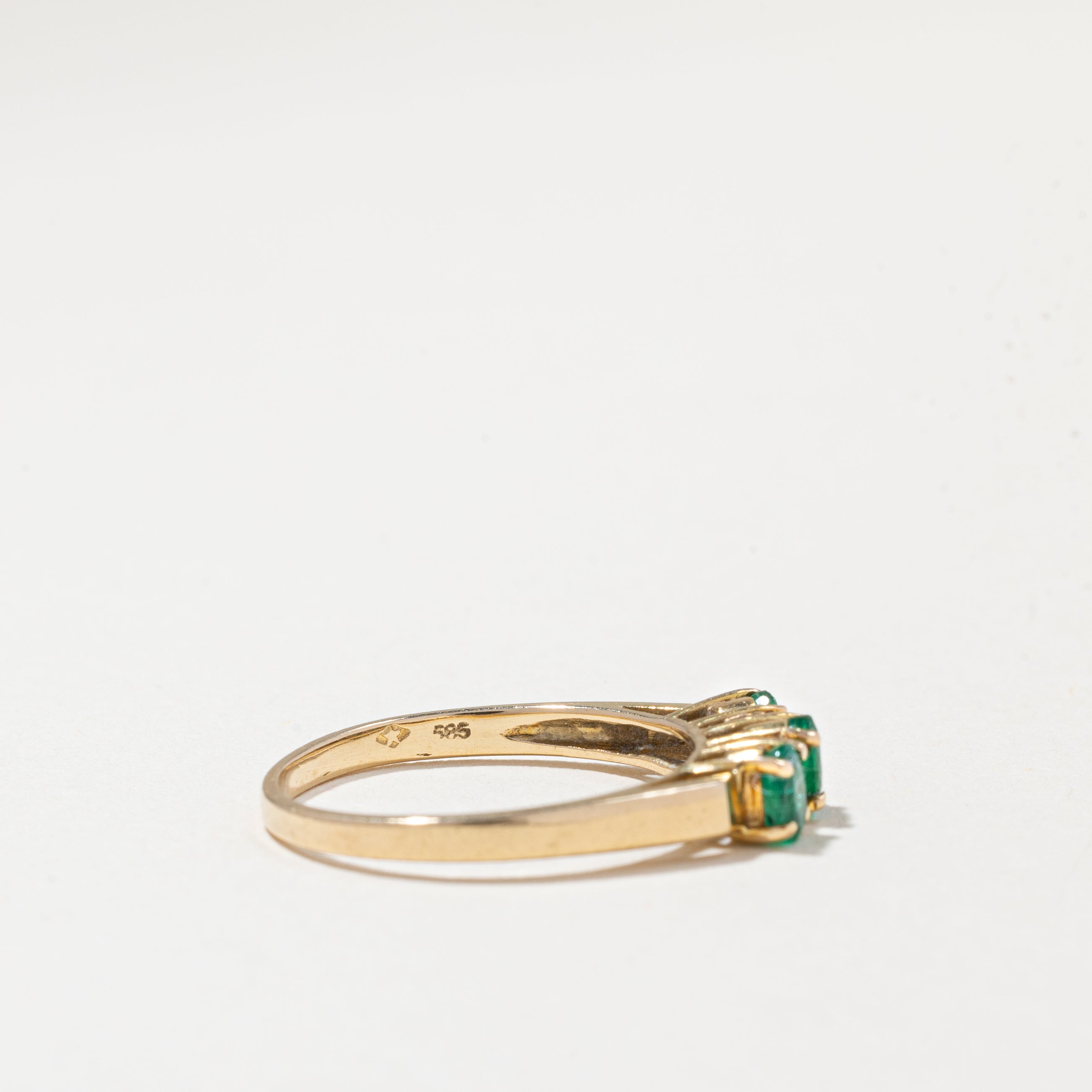 14k Yellow Gold Emerald and Diamond Ring | 0.39ctw,  0.04ctw | SZ 6