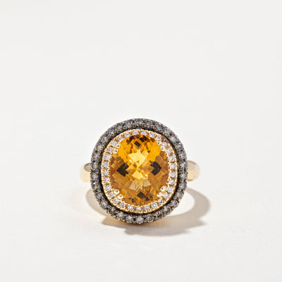 14k Yellow Gold Citrine and Diamond Ring | 3.00ct, 0.33ctw | SZ 4.75