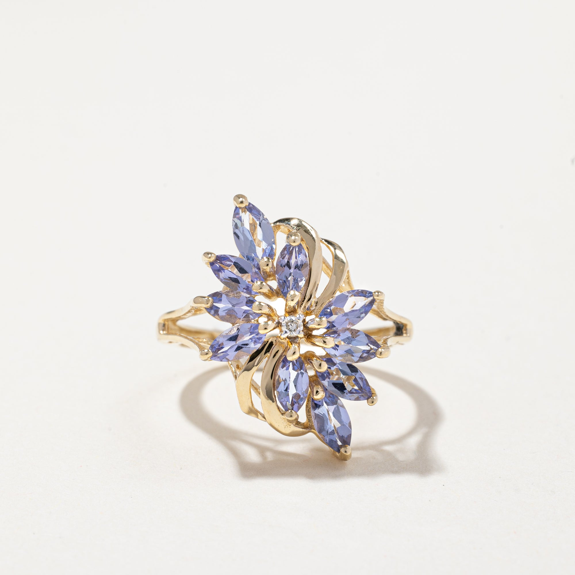 14k Yellow Gold Tanzanite and Diamond Ring | 1.20ctw,  0.01ctw | SZ 6.5