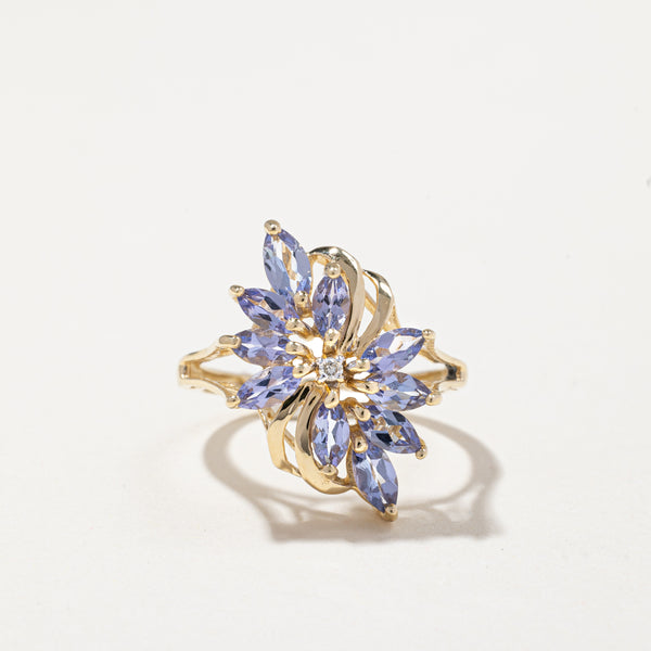 14k Yellow Gold Tanzanite and Diamond Ring | 1.20ctw,  0.01ctw | SZ 6.5