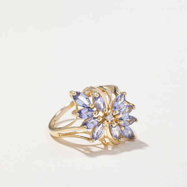 14k Yellow Gold Tanzanite and Diamond Ring | 1.20ctw,  0.01ctw | SZ 6.5