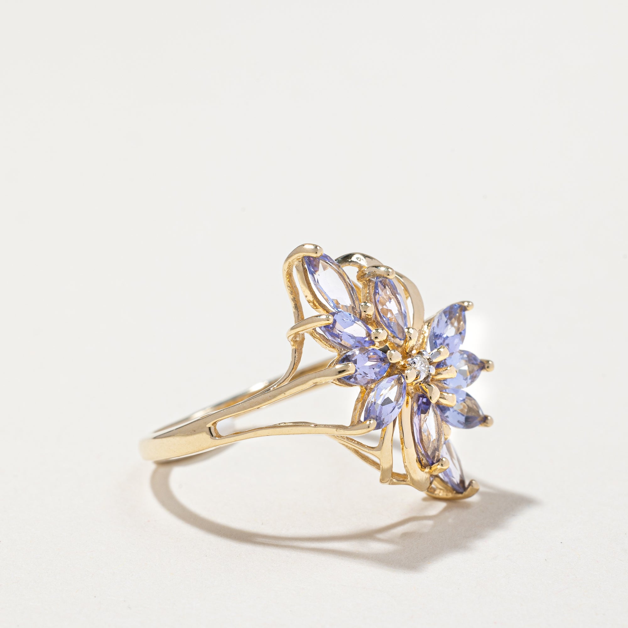 14k Yellow Gold Tanzanite and Diamond Ring | 1.20ctw,  0.01ctw | SZ 6.5