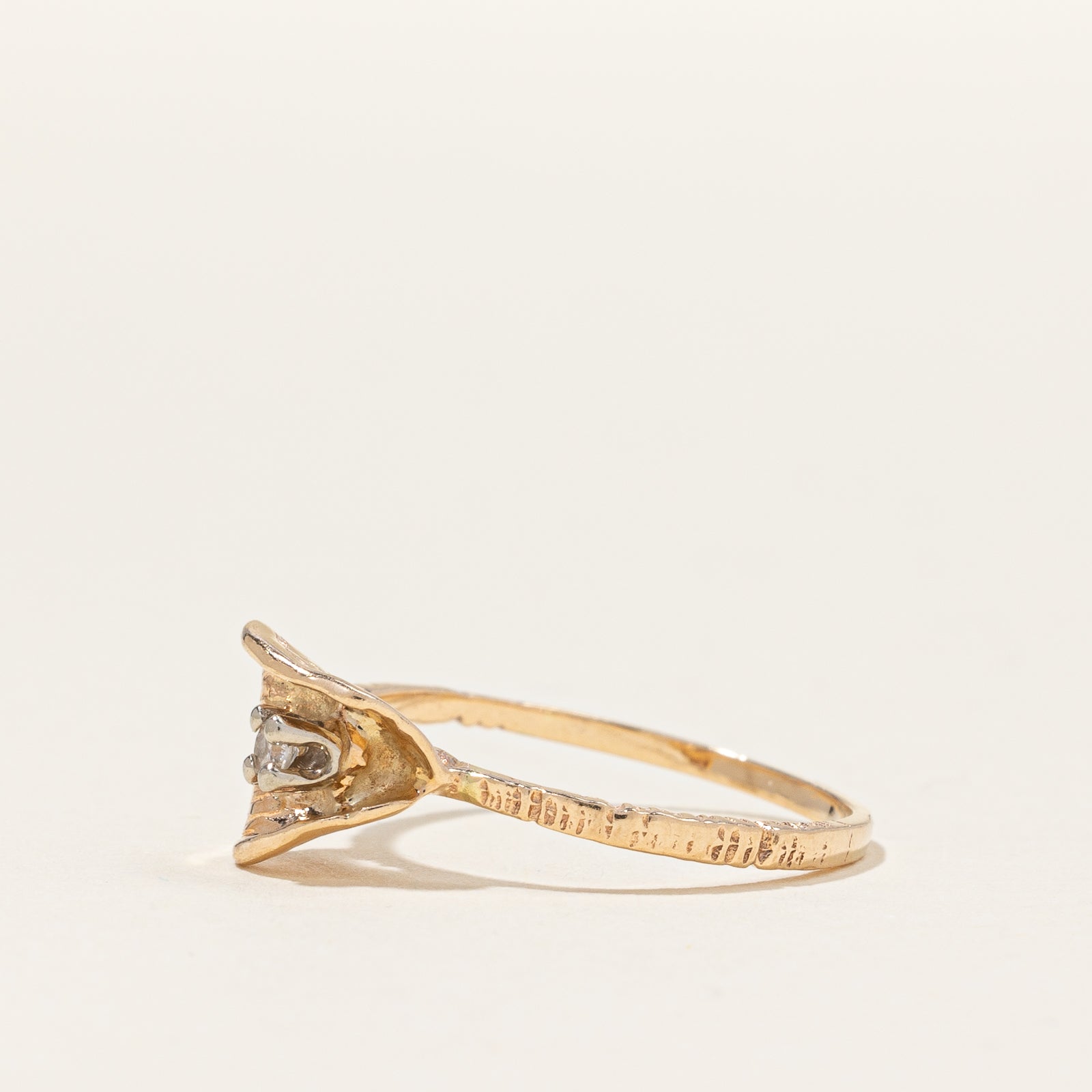 Solitaire Diamond Gold Ring | 0.02ct | SZ 5.25 |