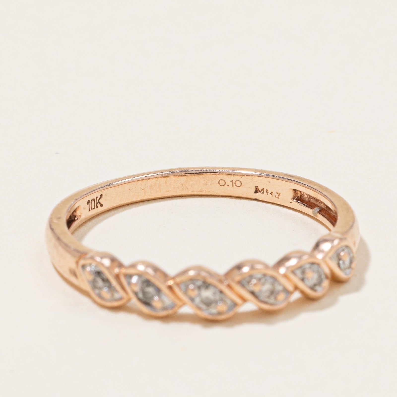 Diamond Braided Rose Gold Ring | 0.10ctw | SZ 7.25 |
