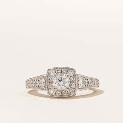 Diamond Halo Engagement Ring | 0.75ctw | SZ 4.75 |