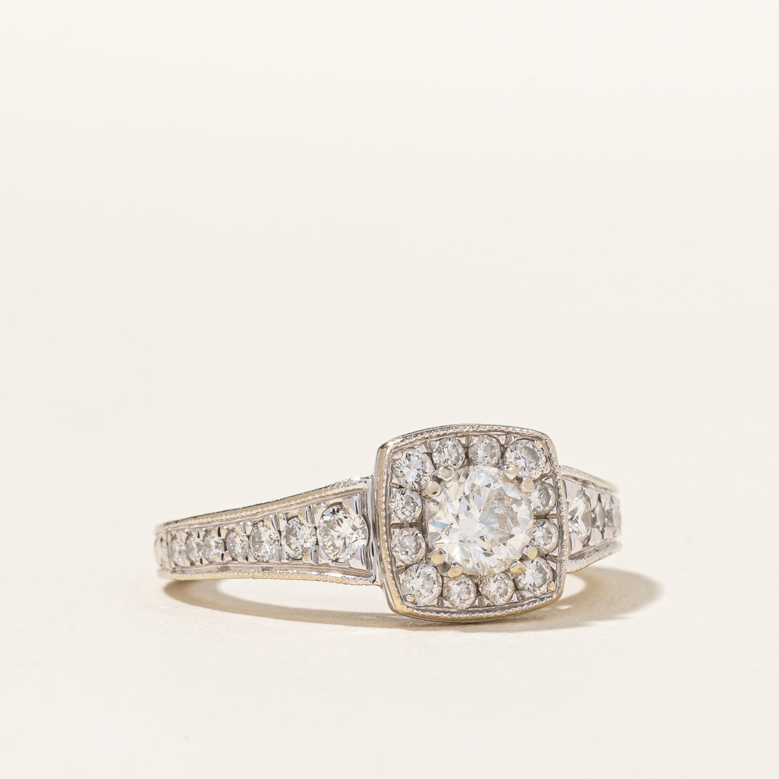 Diamond Halo Engagement Ring | 0.75ctw | SZ 4.75 |
