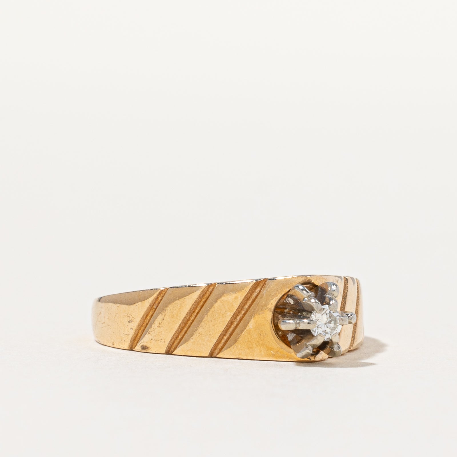 Bague sertie d'un diamant de grande taille | 0,05 ct | Taille 5,25 | 