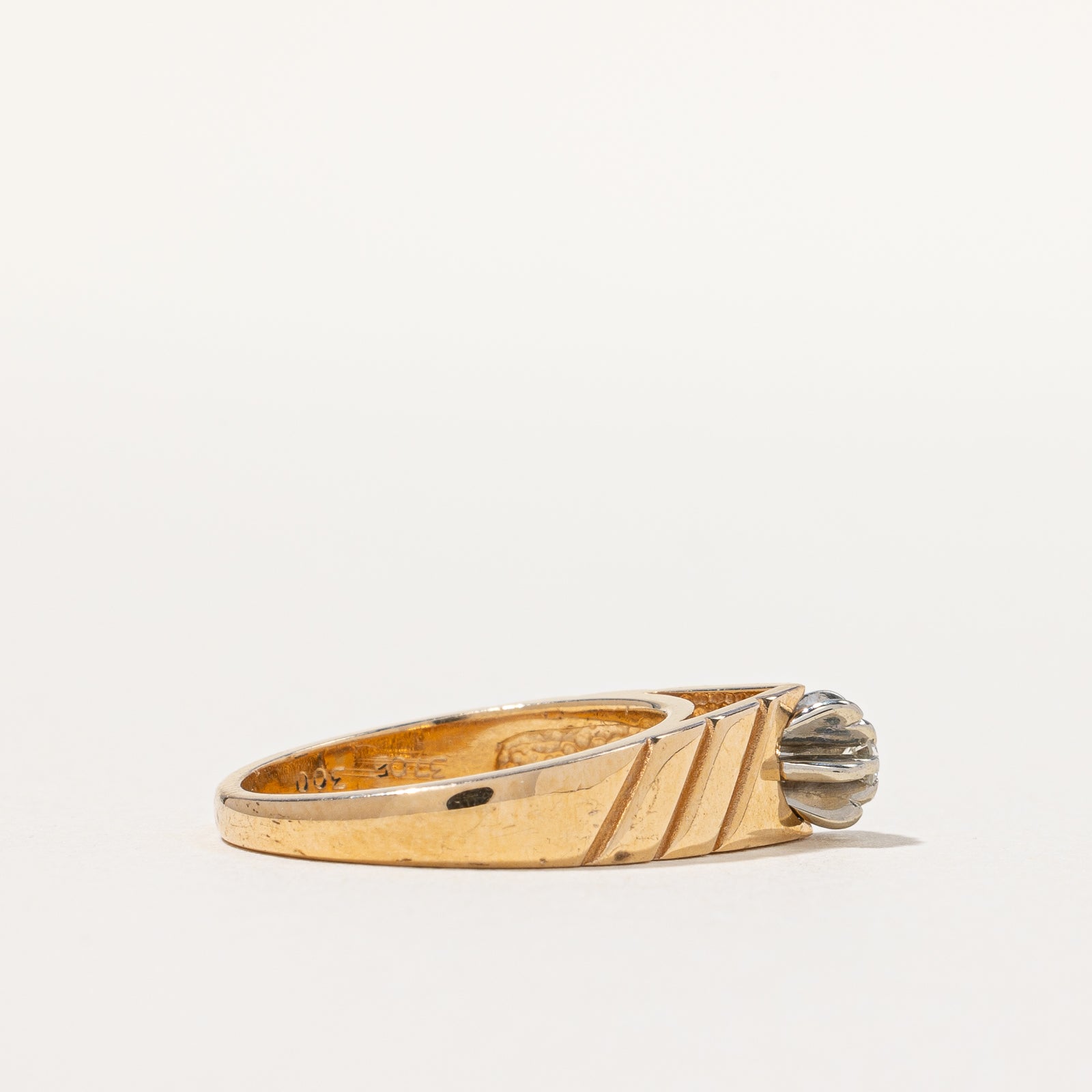 Bague sertie d'un diamant de grande taille | 0,05 ct | Taille 5,25 | 