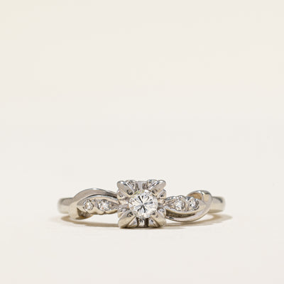 18k White Gold Diamond Ring | 0.14ctw VS1 H | SZ 3.75 |