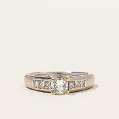 Solitaire Princess Canadian Diamond 18k Channel Set Ring | 0.40ct, 0.37ctw| SZ 5.25 |