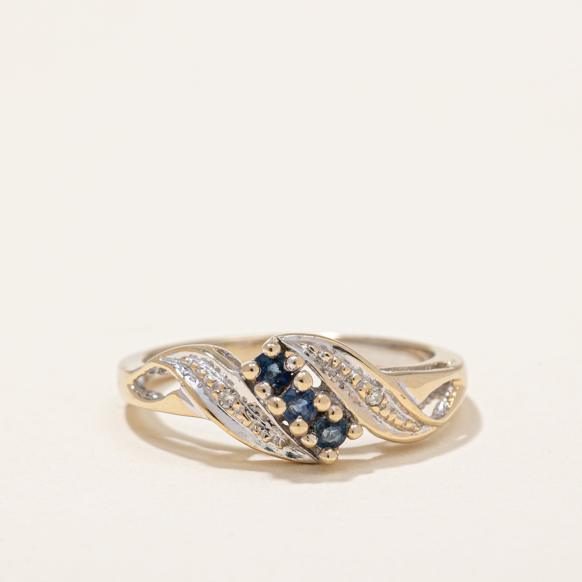 Diamond and Sapphire Bypass Ring | 0.11 ctw | SZ 5.5 |