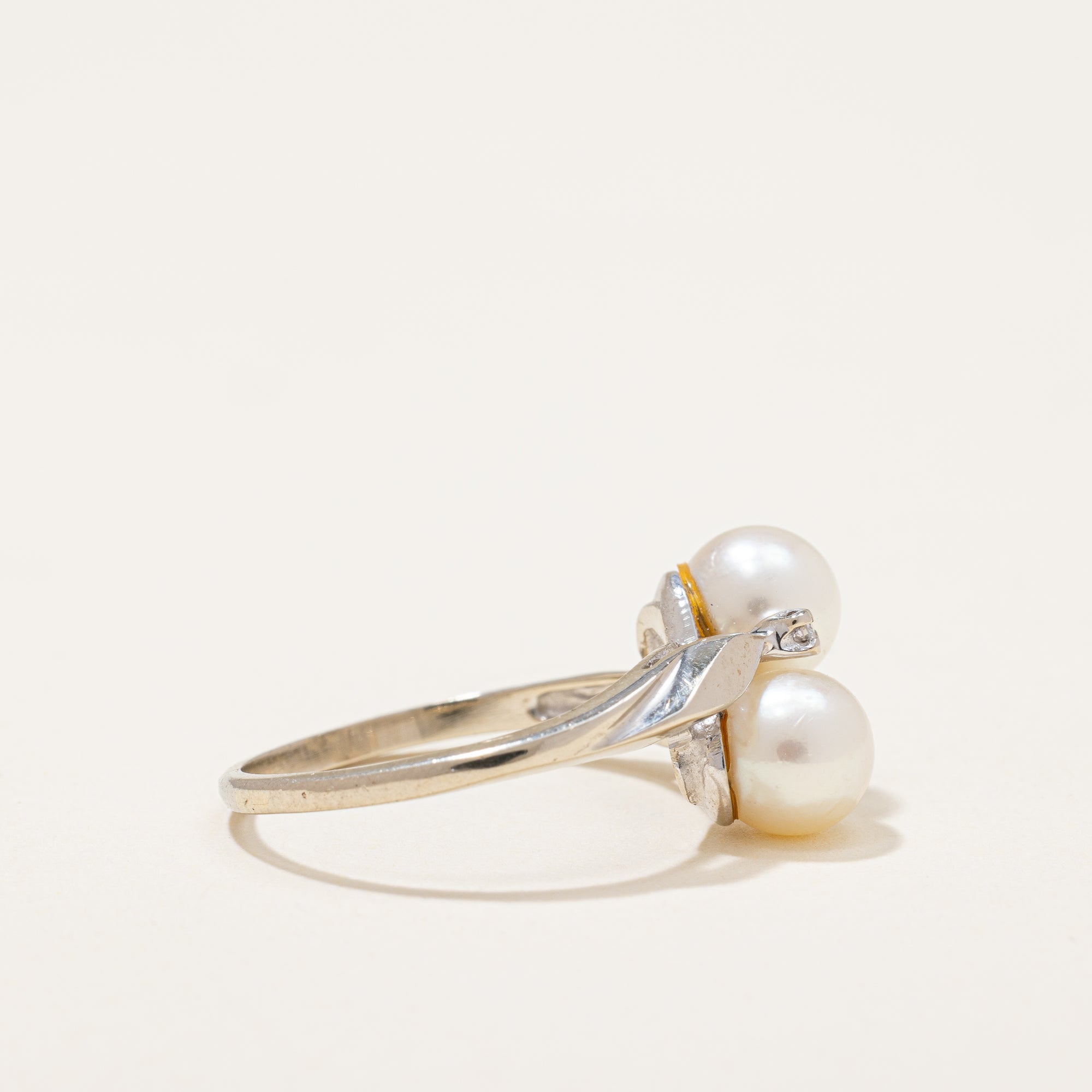 Diamond and Pearl Bypass Ring | 3.92 ctw | SZ 7 |