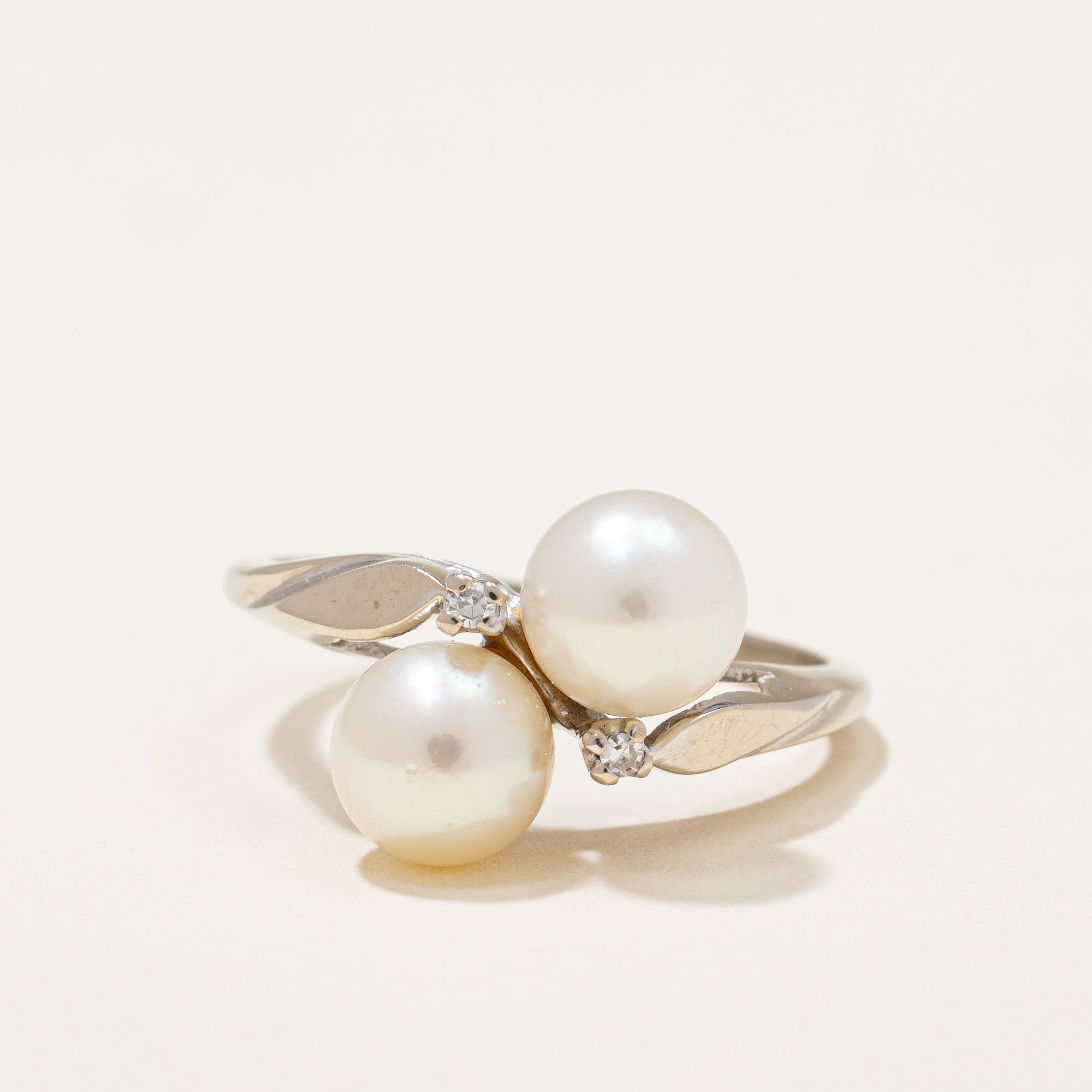 Diamond and Pearl Bypass Ring | 3.92 ctw | SZ 7 |