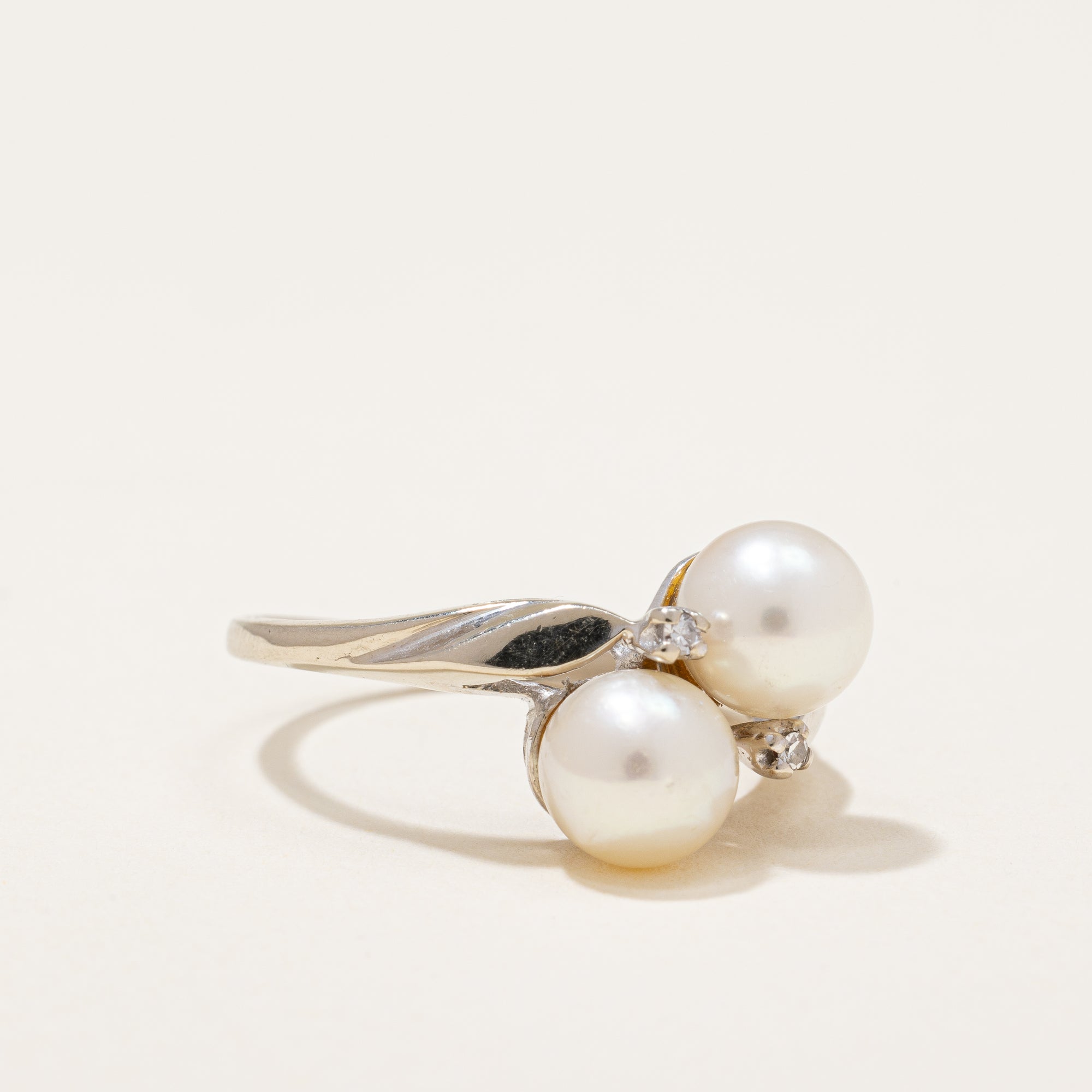 Diamond and Pearl Bypass Ring | 3.92 ctw | SZ 7 |