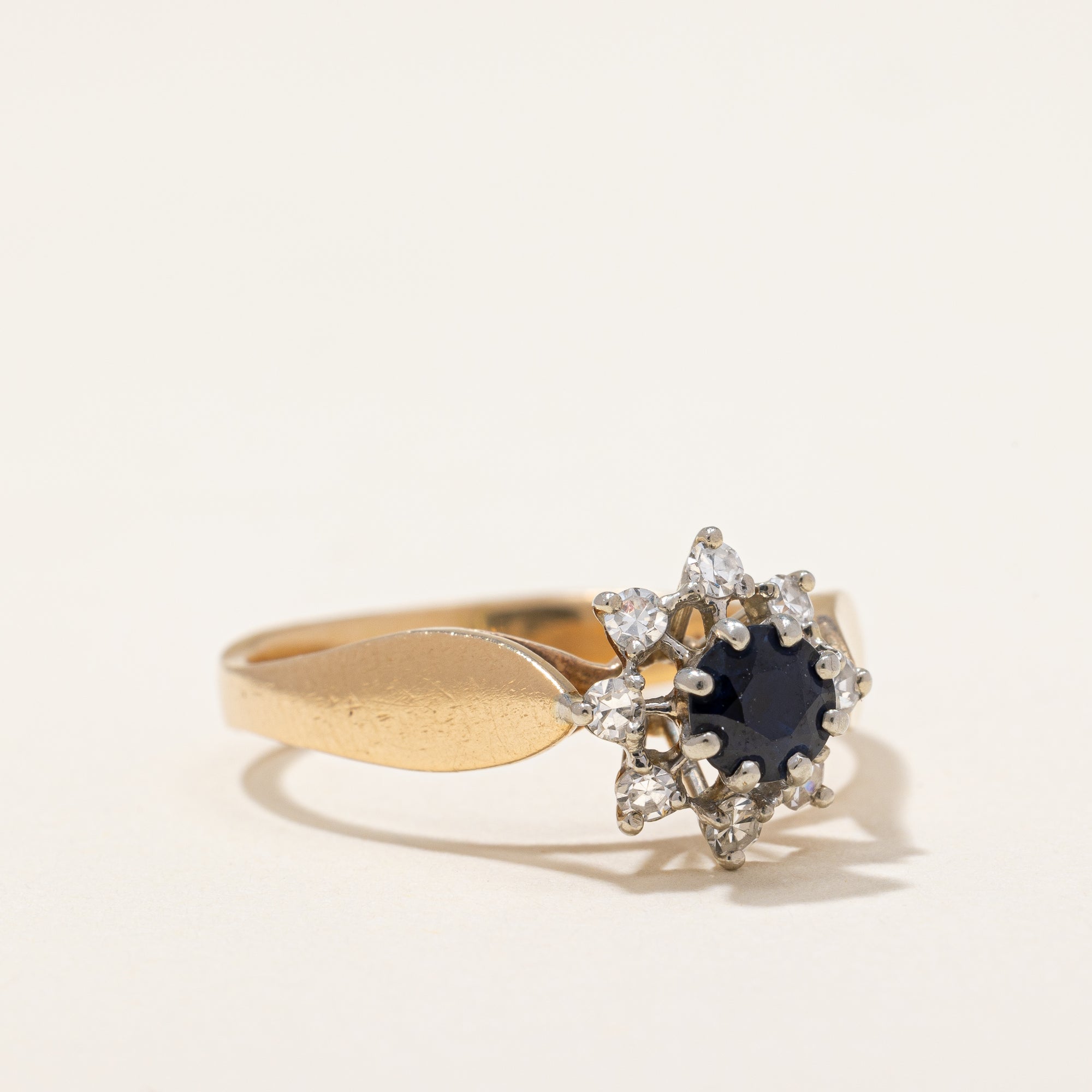 Diamond and Sapphire High Solitaire Ring | 0.18 ctw | SZ 8.5 |