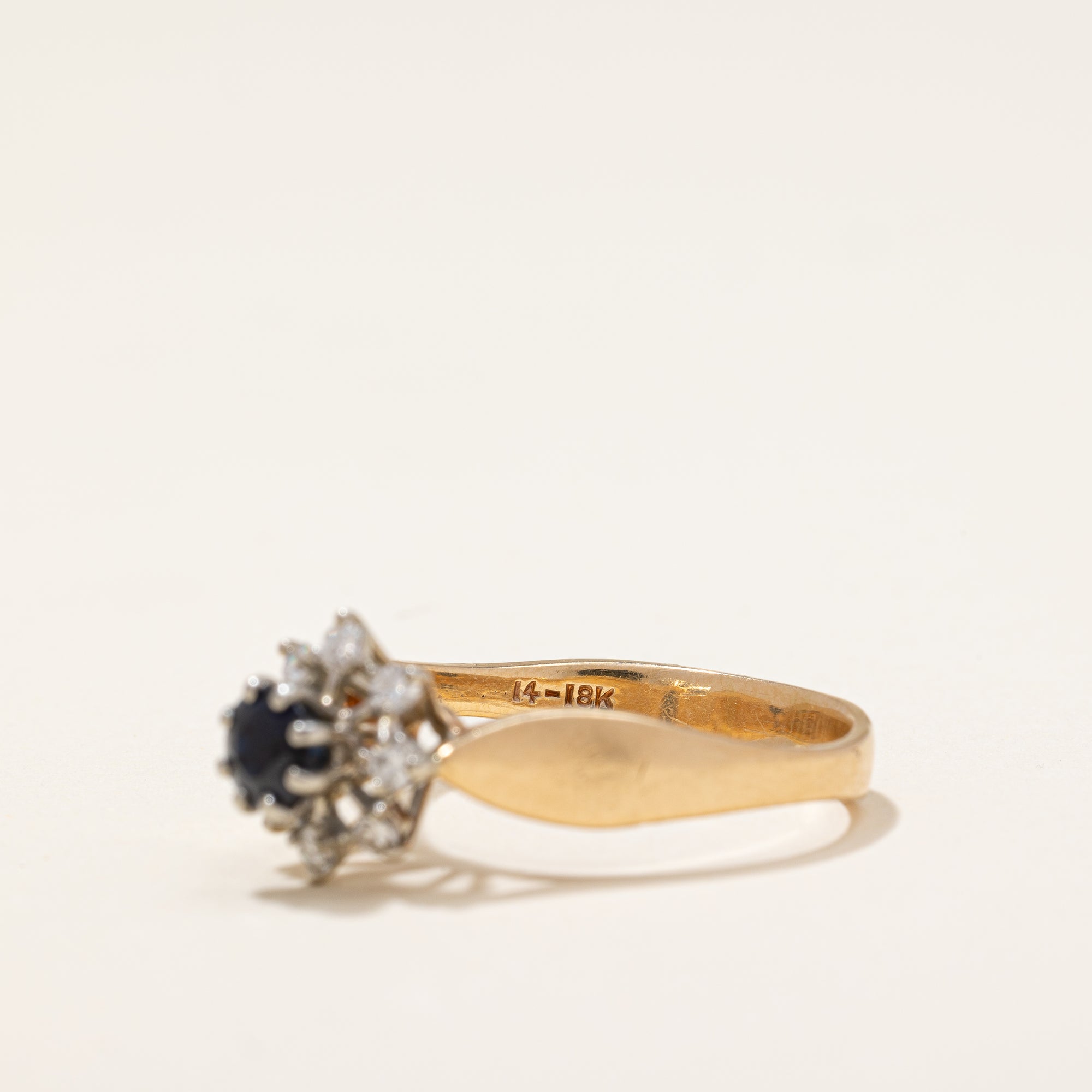 Diamond and Sapphire High Solitaire Ring | 0.18 ctw | SZ 8.5 |