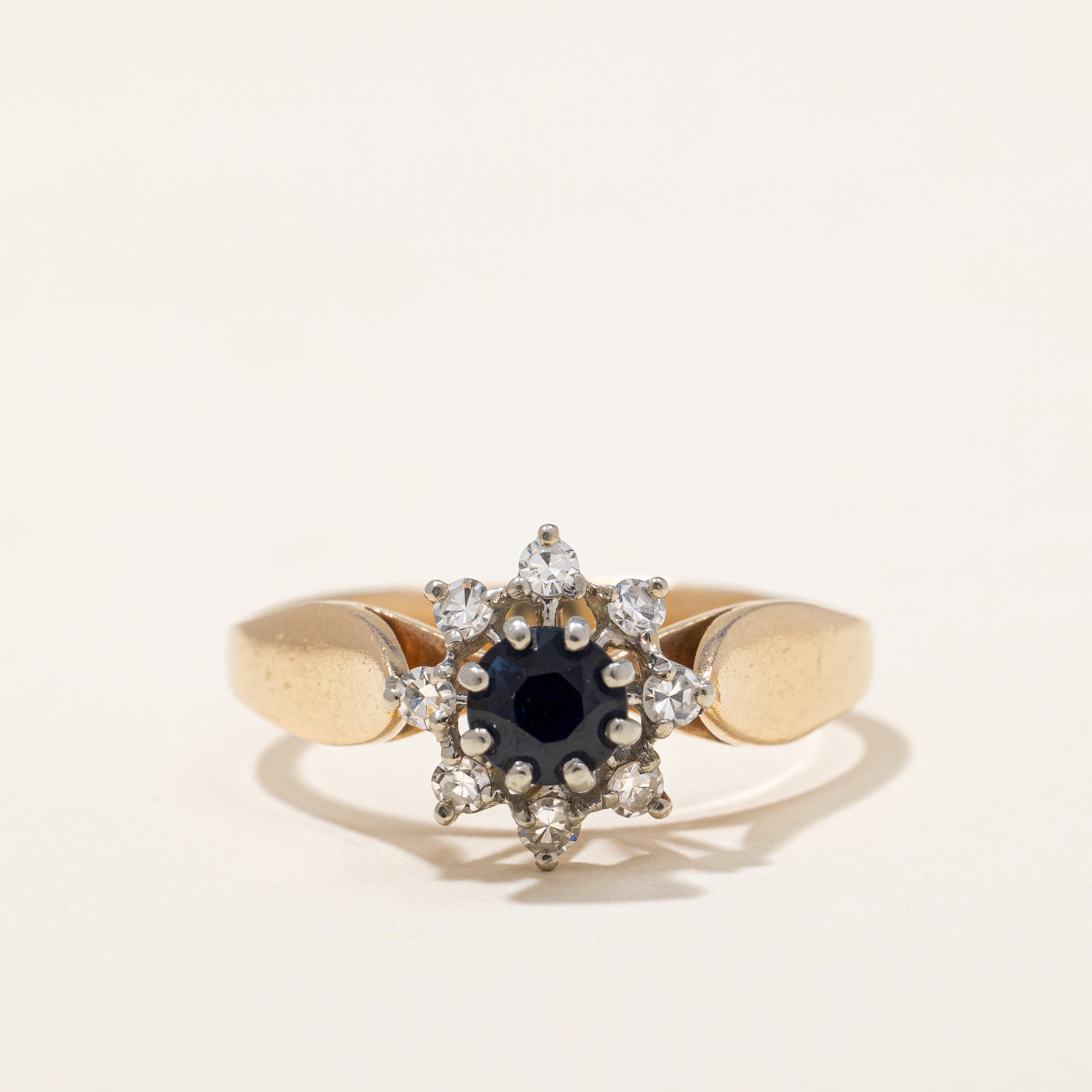 Diamond and Sapphire High Solitaire Ring | 0.18 ctw | SZ 8.5 |