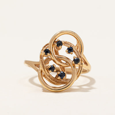 Blue Sapphire Three Circle Cocktail Ring | SZ 5.5 |