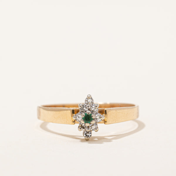 Cluster Set Diamond & Emerald Ring | 0.08ctw | SZ 7 |