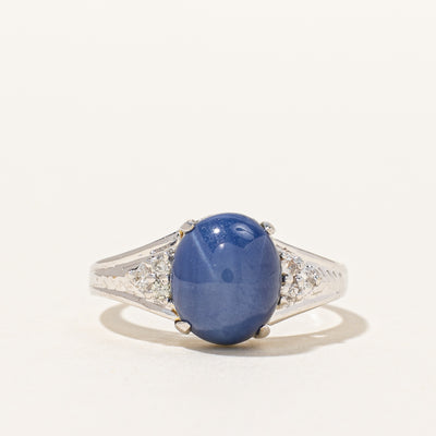 Synthetic Star Sapphire & Diamond Ring | 3.40ct, 0.07ctw | SZ 6.25 |