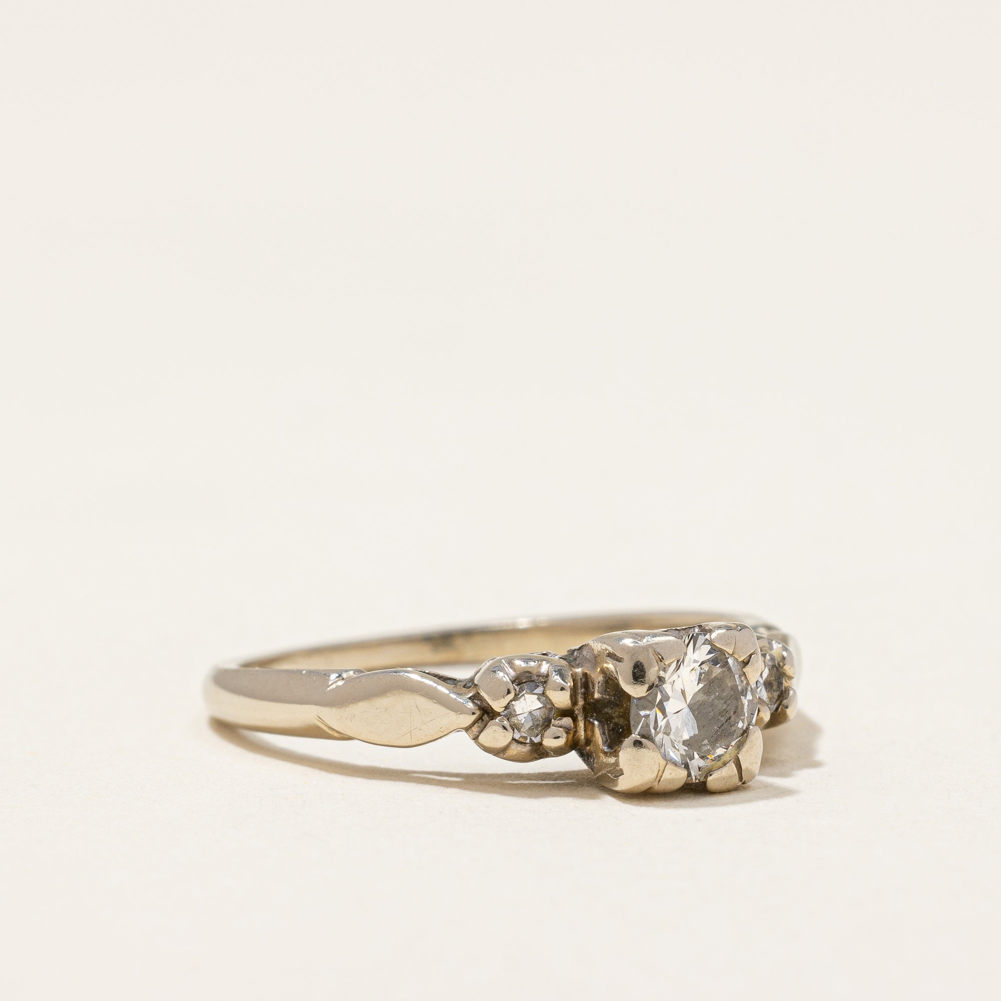 Diamond Three Stone Engagement Ring Circa 1930's | 0.38 ctw | SZ 5.5 |