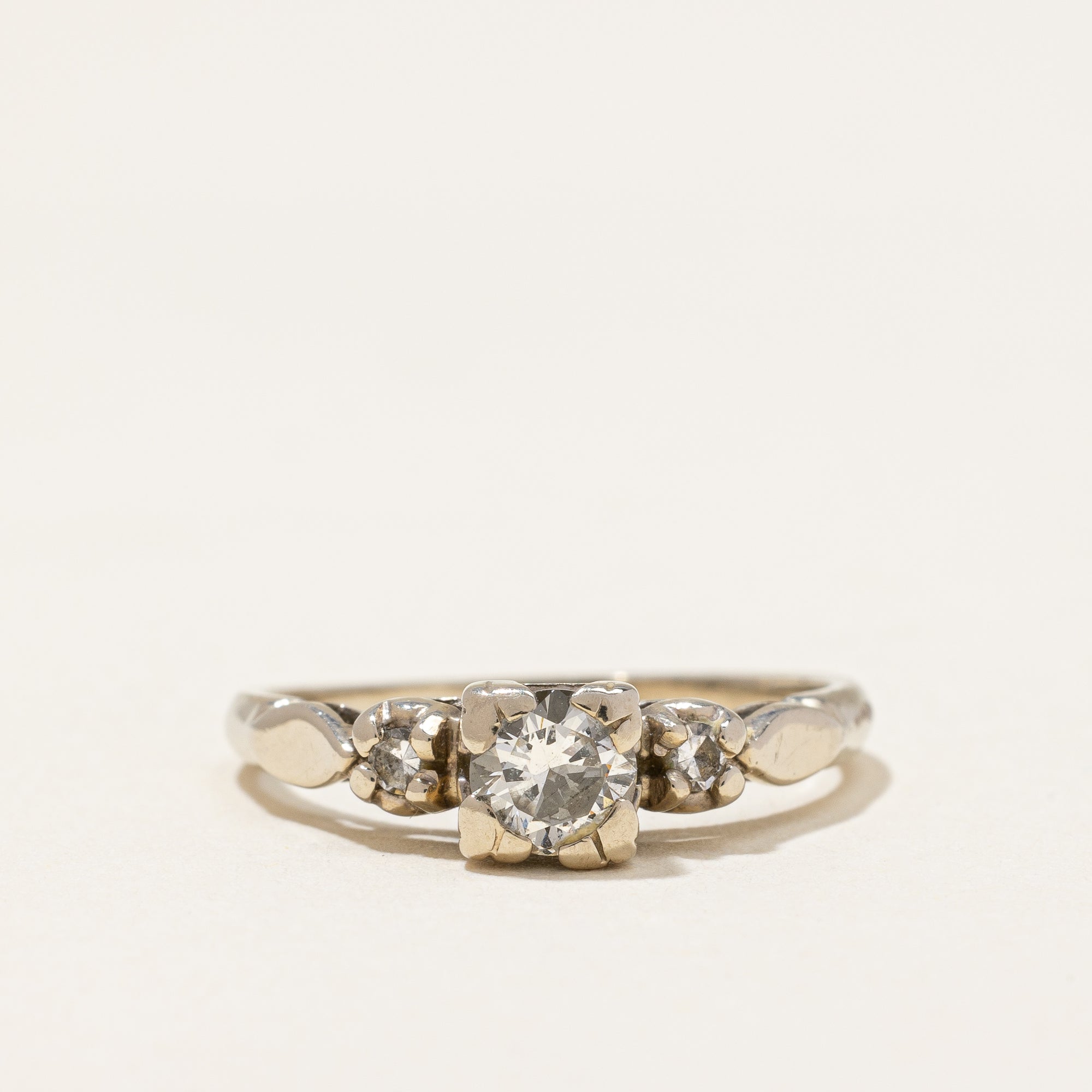 Diamond Three Stone Engagement Ring Circa 1930's | 0.38 ctw | SZ 5.5 |