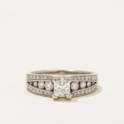 Princess Diamond with Channel Accents Engagement Ring | 0.98ctw | SZ 5.5 |