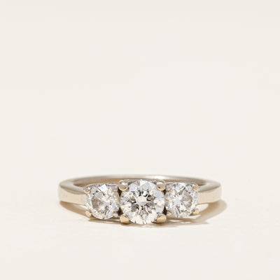 Diamond Detailed Three Stone Engagement Ring | 0.87 ctw | SZ 3.75 |
