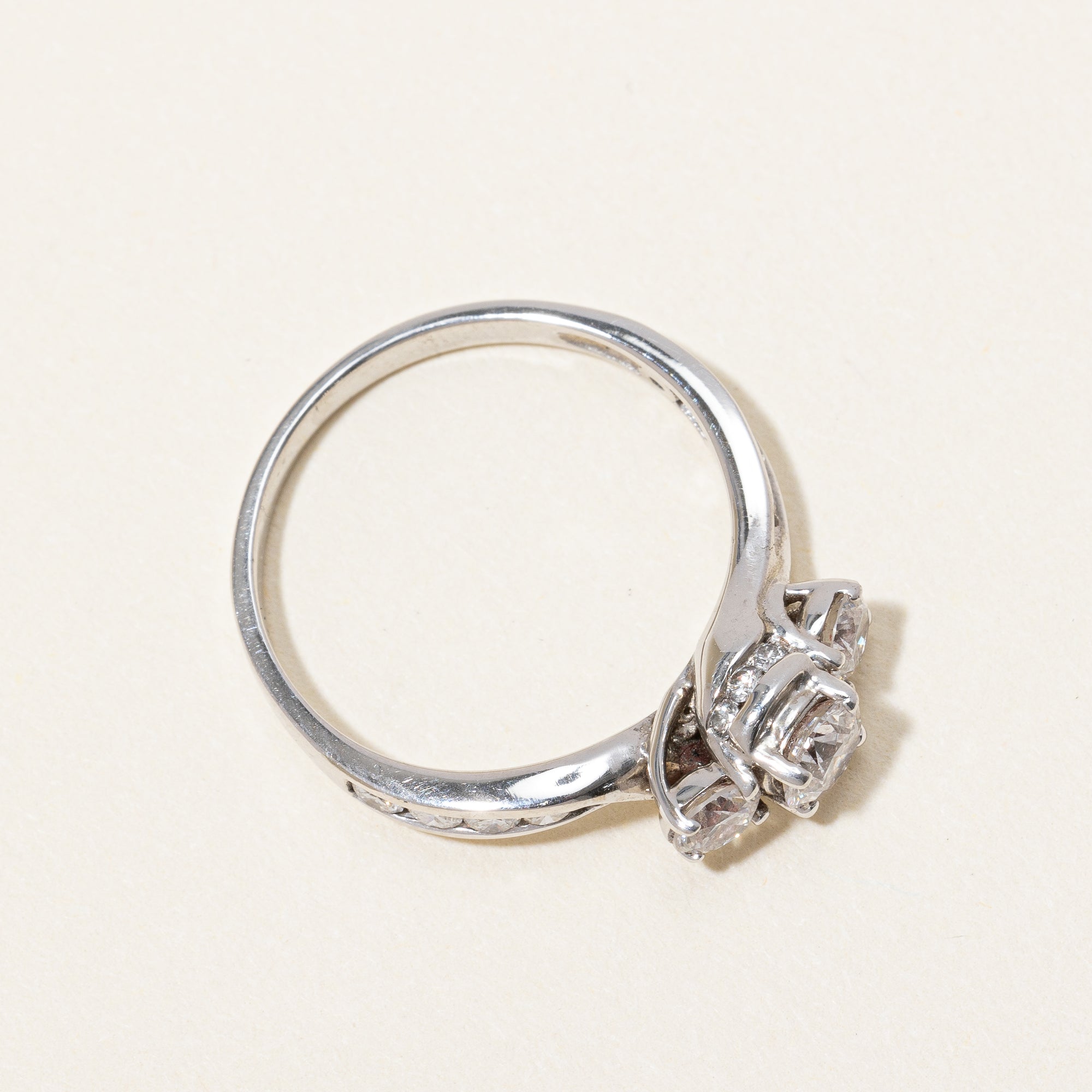 Offset Three Stone Diamond Ring | 0.87 ctw | SZ 5.75 |