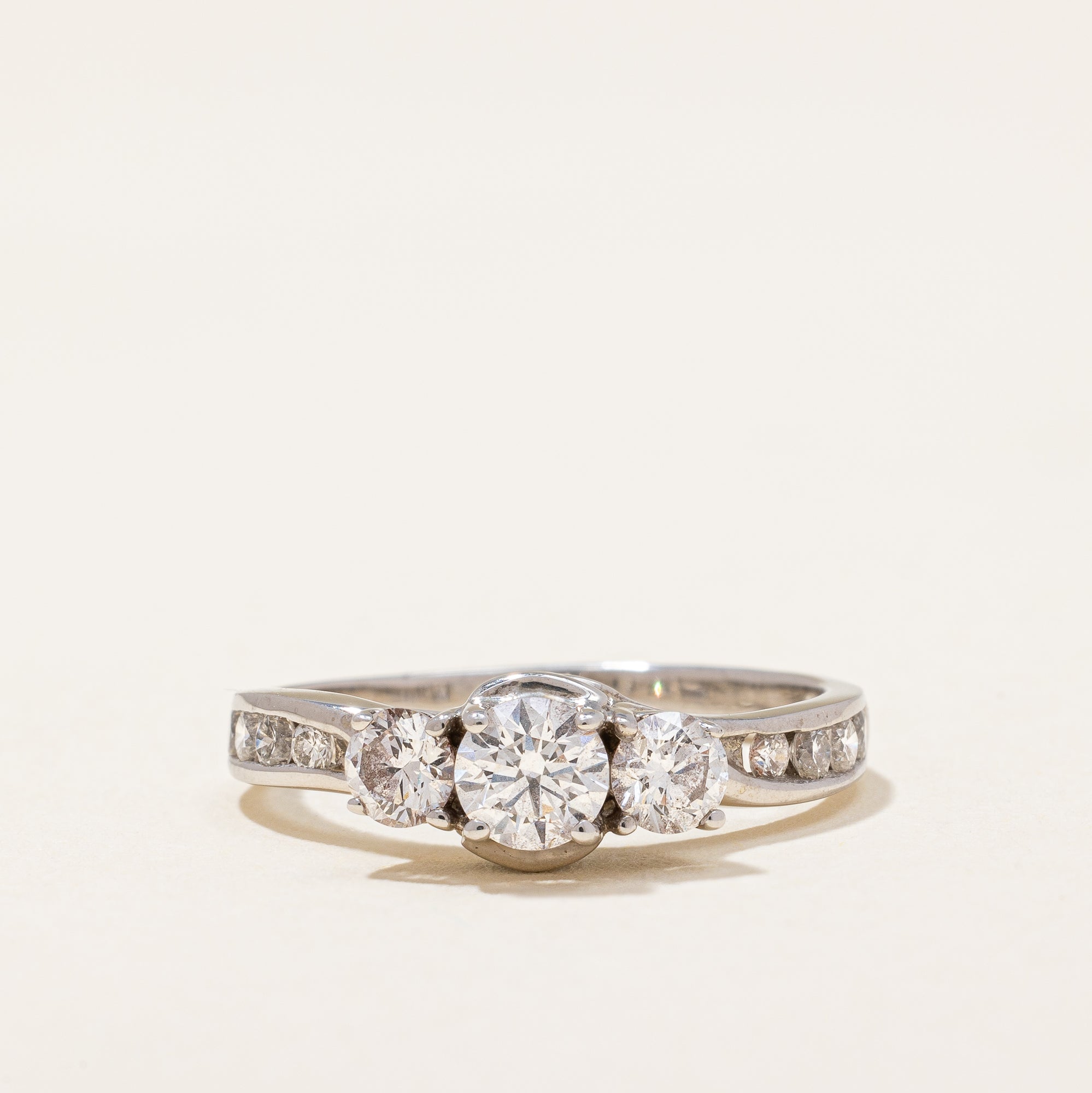 Offset Three Stone Diamond Ring | 0.87 ctw | SZ 5.75 |