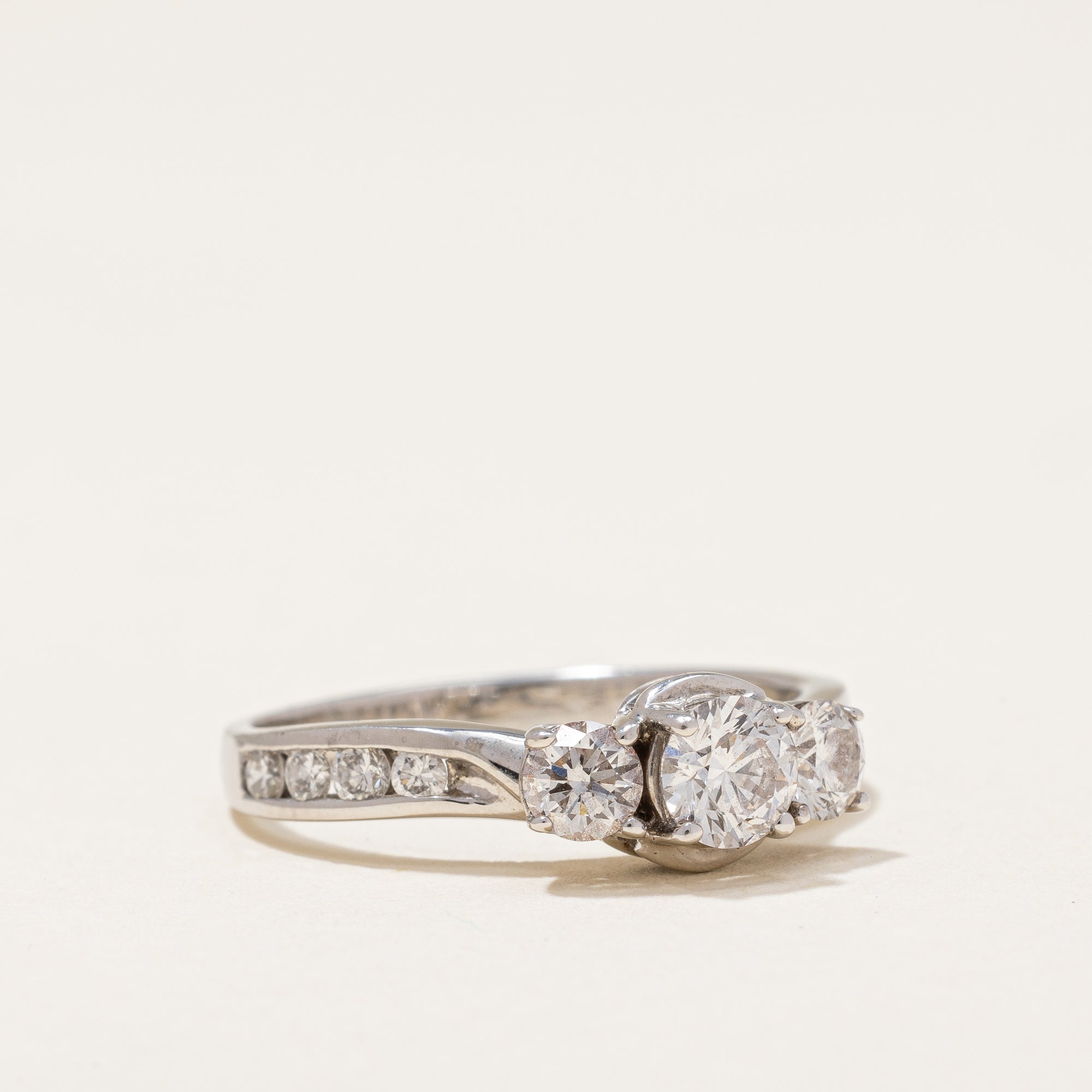 Offset Three Stone Diamond Ring | 0.87 ctw | SZ 5.75 |