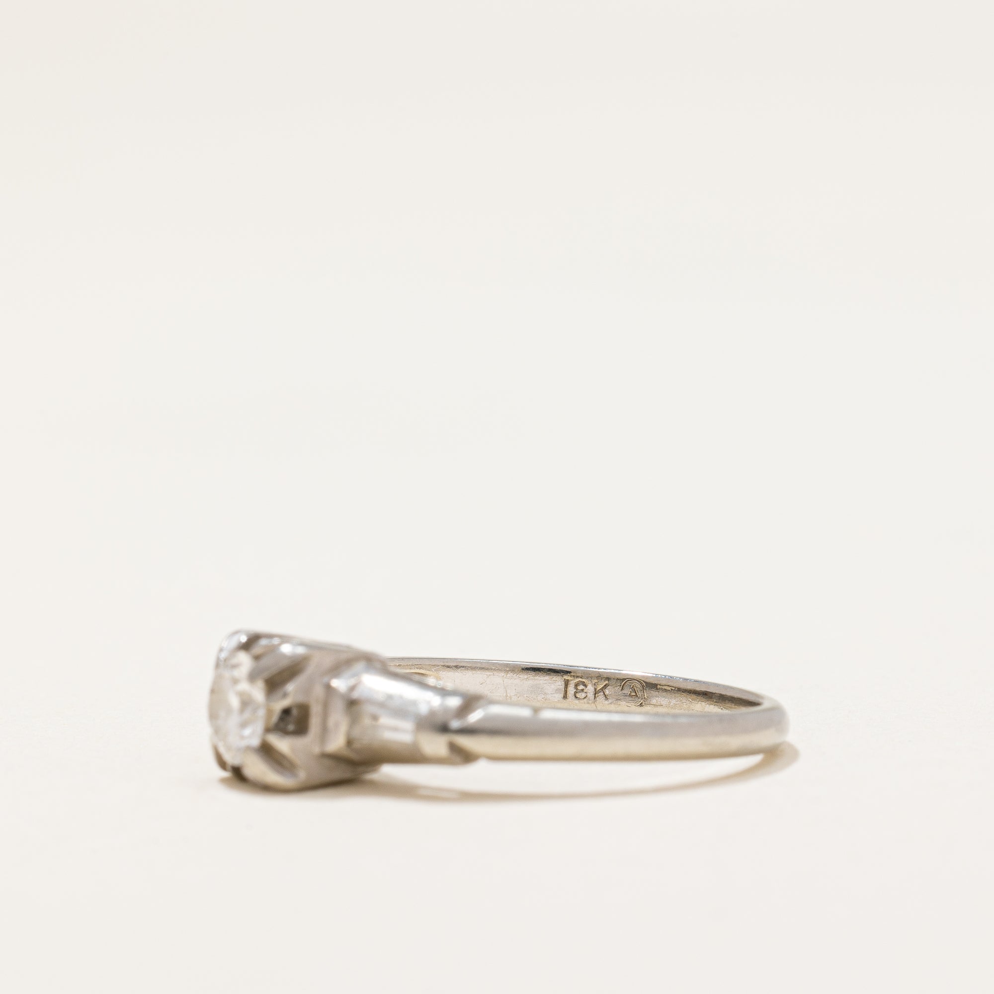 Retro Era Baguette Accented Engagement Ring | 0.29 ctw | SZ 4.75 |