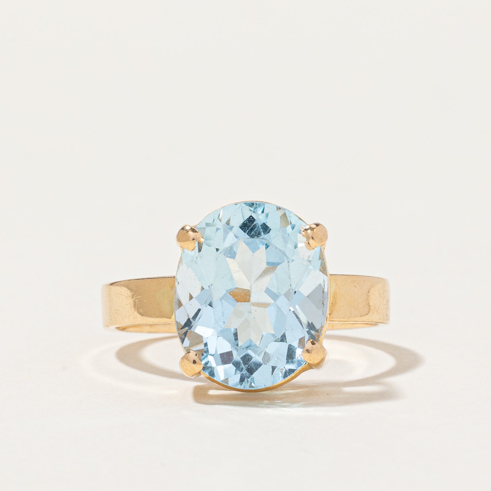 Oval Cut Blue Topaz Cocktail Ring | 5.40ct | SZ 6.75 |