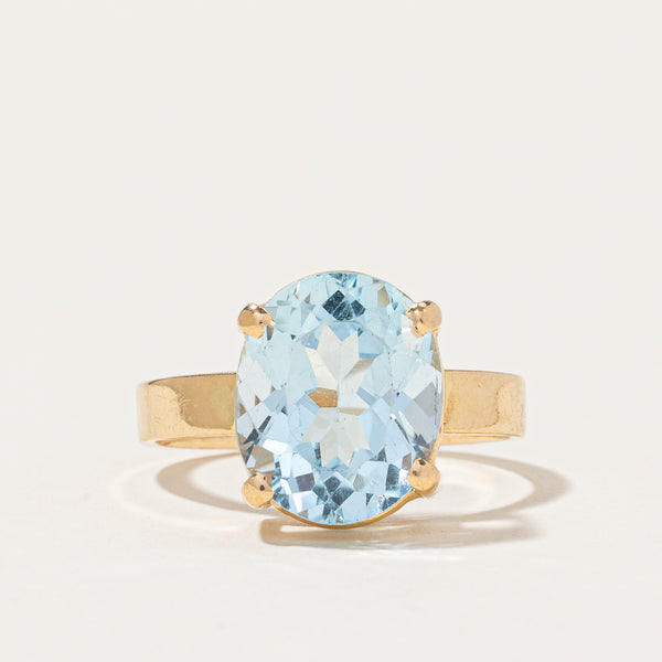 Oval Cut Blue Topaz Cocktail Ring | 5.40ct | SZ 6.75 |