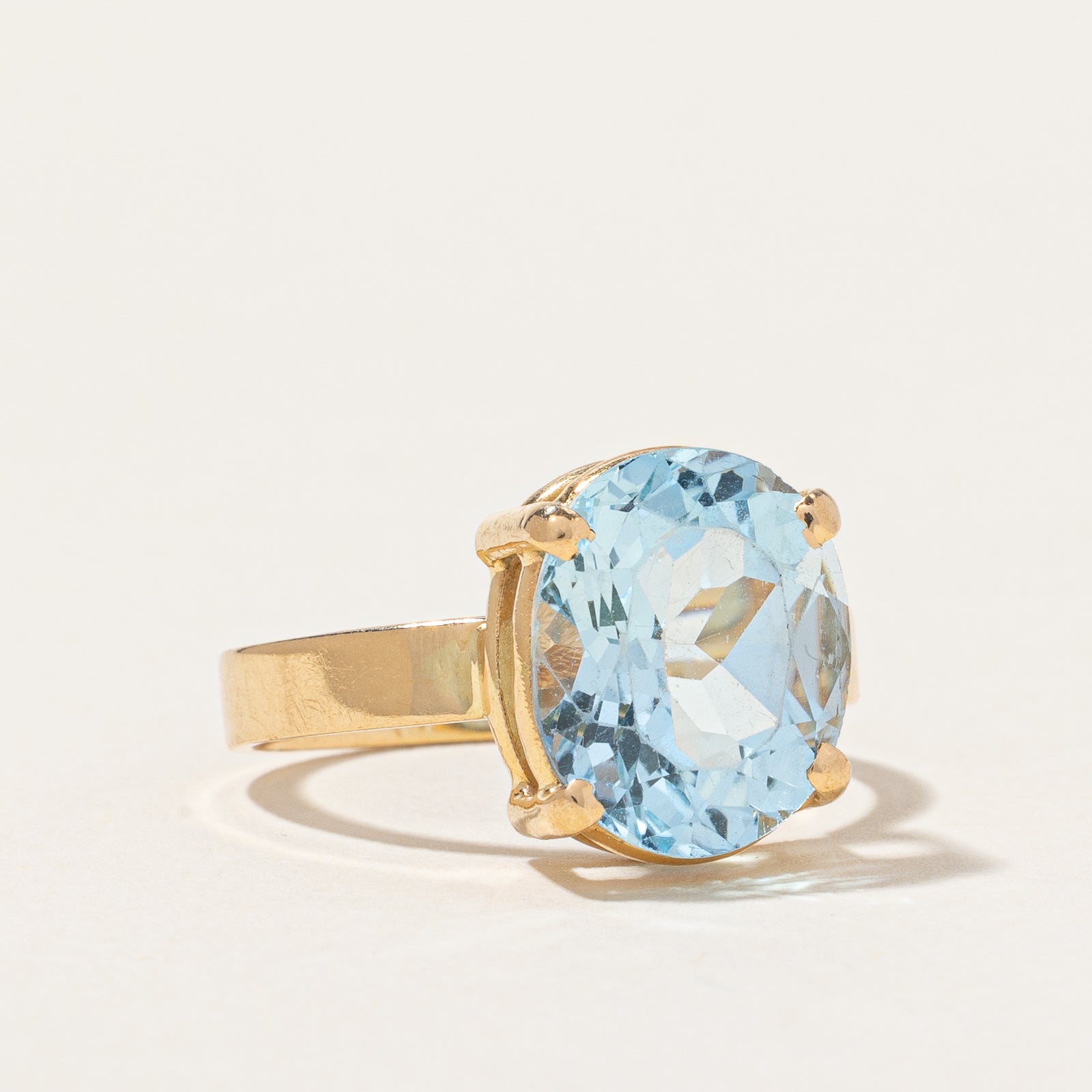 Oval Cut Blue Topaz Cocktail Ring | 5.40ct | SZ 6.75 |