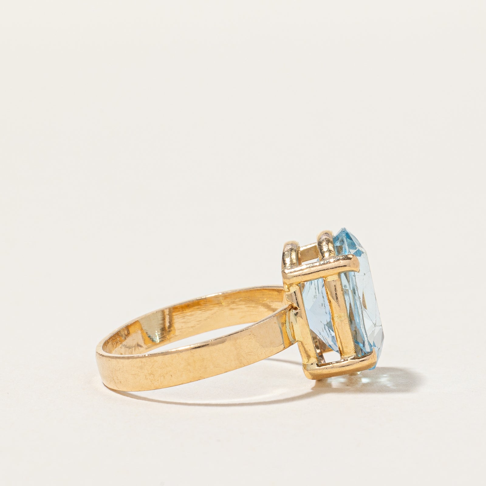 Oval Cut Blue Topaz Cocktail Ring | 5.40ct | SZ 6.75 |