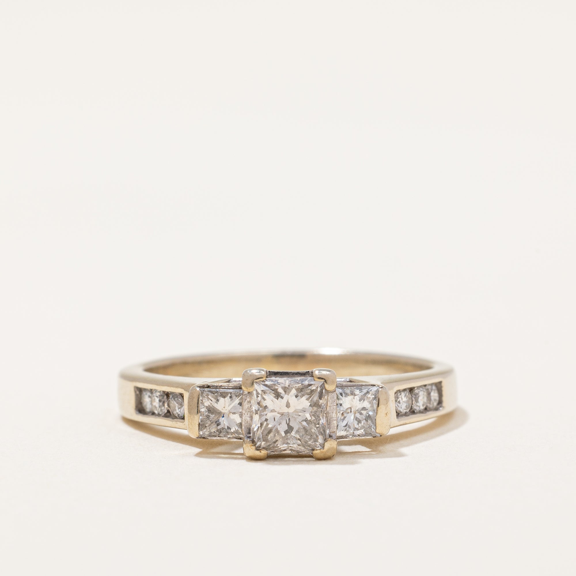 Three Stone Princess Cut Diamond Ring | 0.87 ctw | SZ 6.5 |