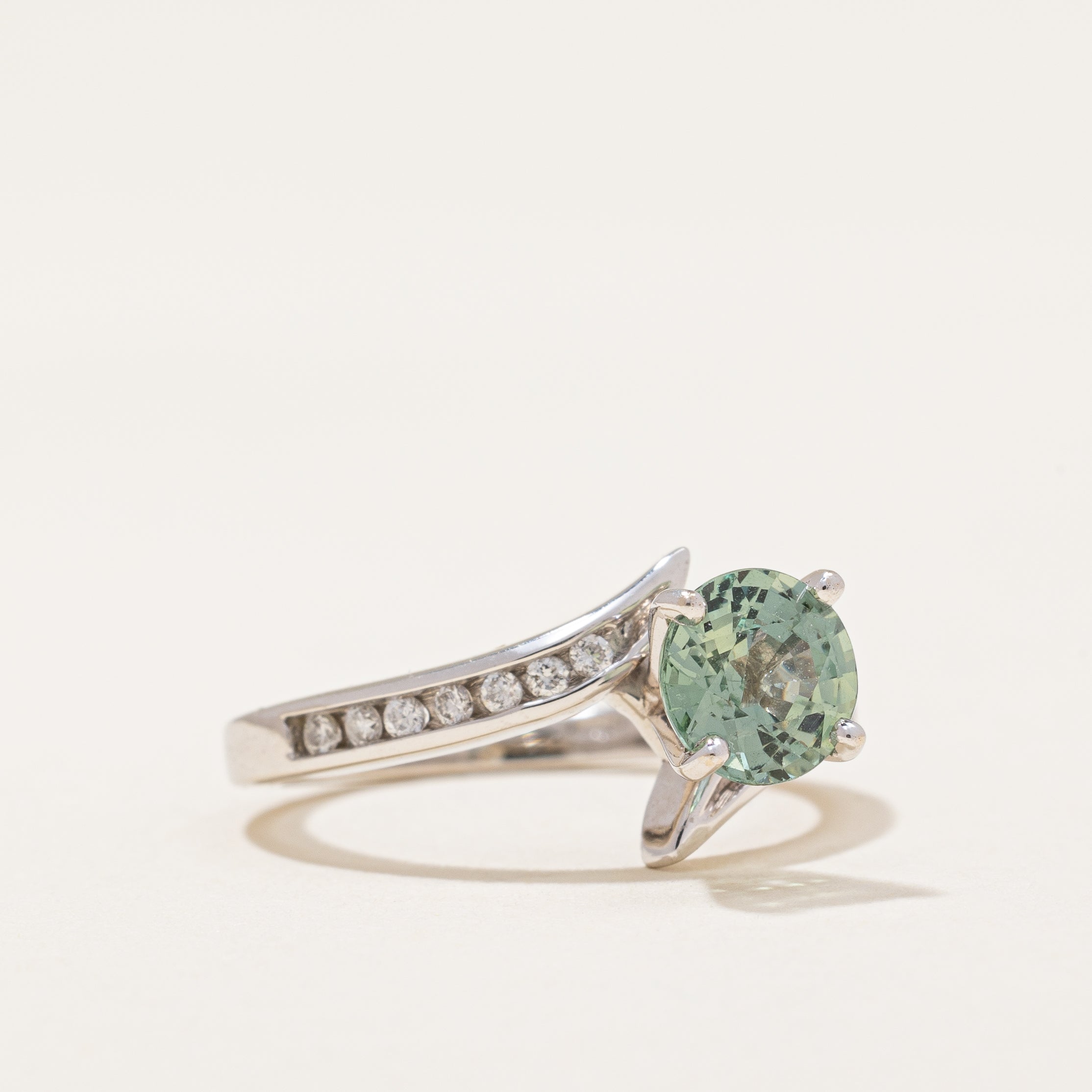 Green Sapphire & Diamond Bypass Ring | 1.01ct | SZ 4 |