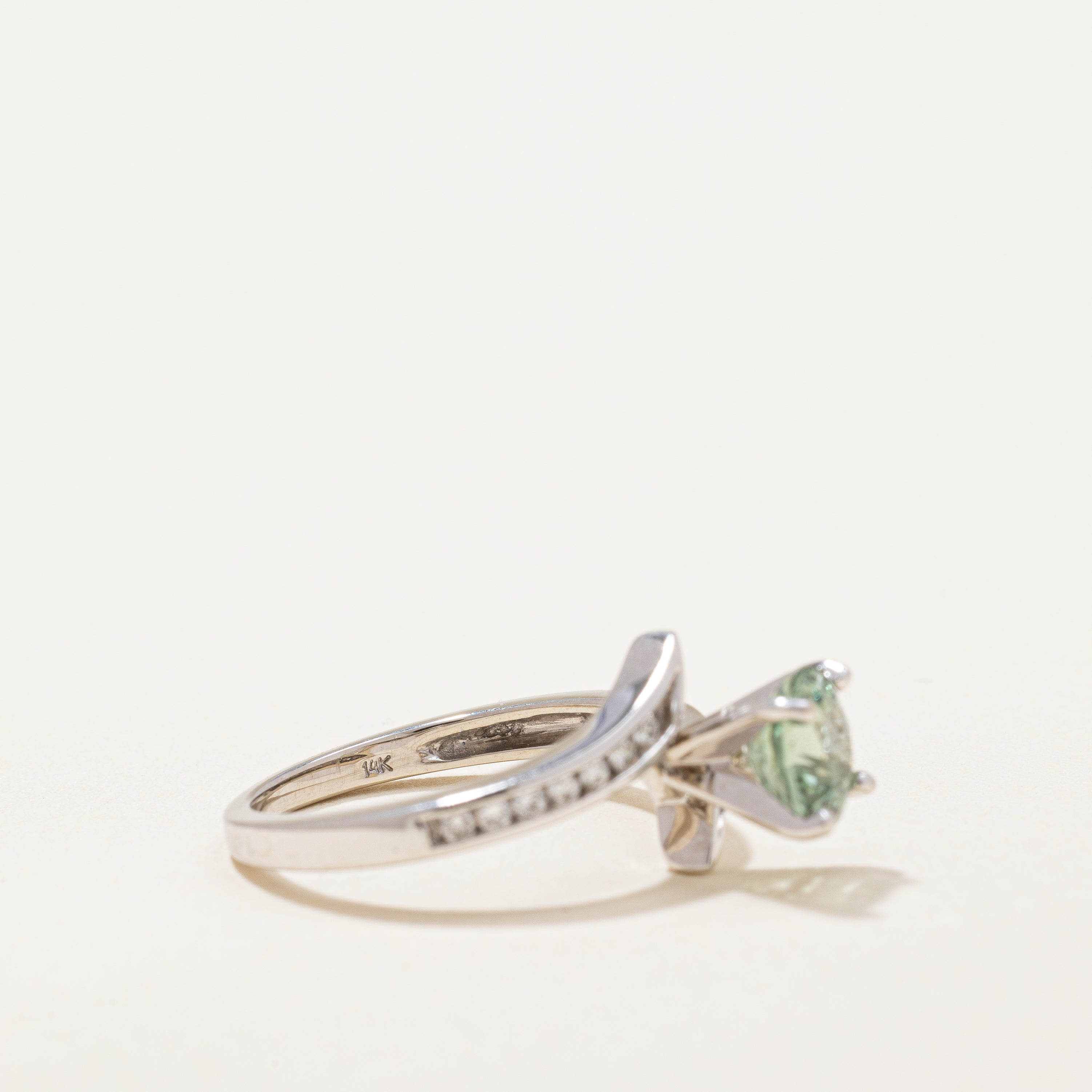 Green Sapphire & Diamond Bypass Ring | 1.01ct | SZ 4 |