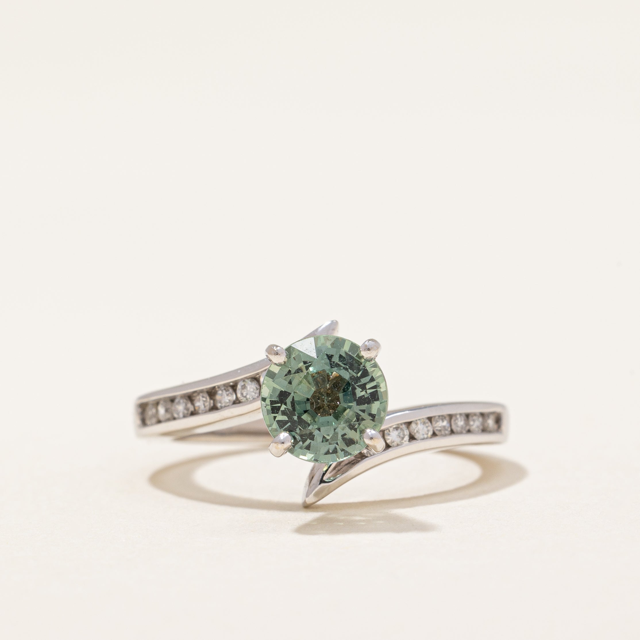 Green Sapphire & Diamond Bypass Ring | 1.01ct | SZ 4 |