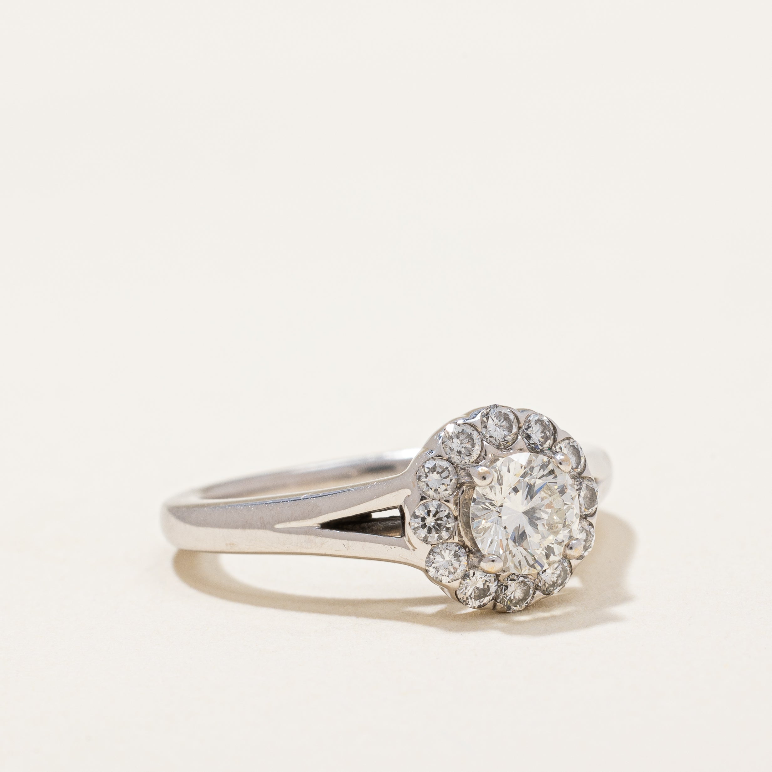 Split Shank Canadian Diamond Halo Ring | 0.79 ctw | SZ 5.25 |